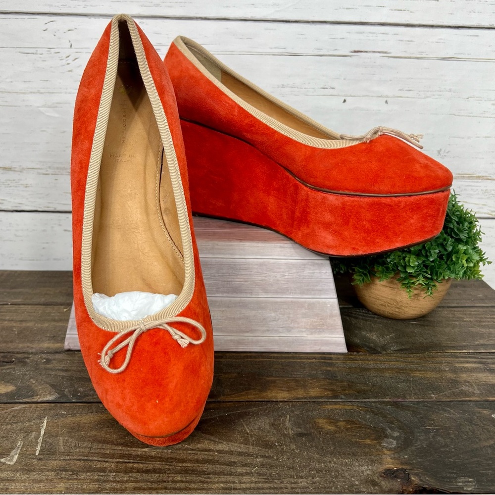 LEIFSDOTTIR Bright Orange/Red Suede 4-inch Platform Shoes Size 40/Women's 9